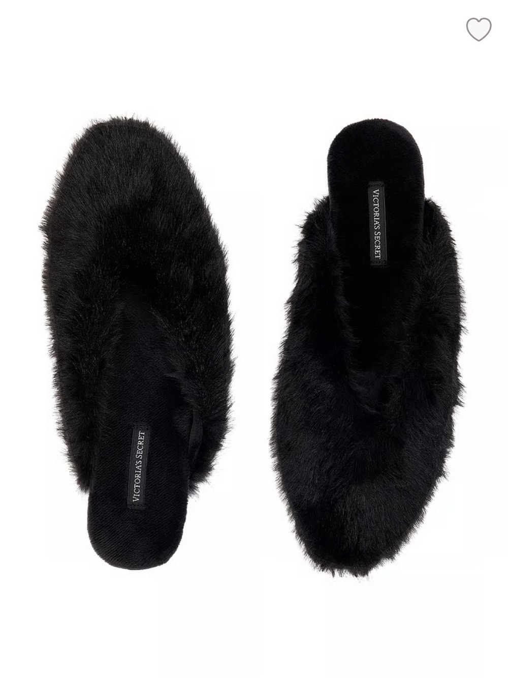 Victoria's Secret Black Faux Fur Slide Slippers
